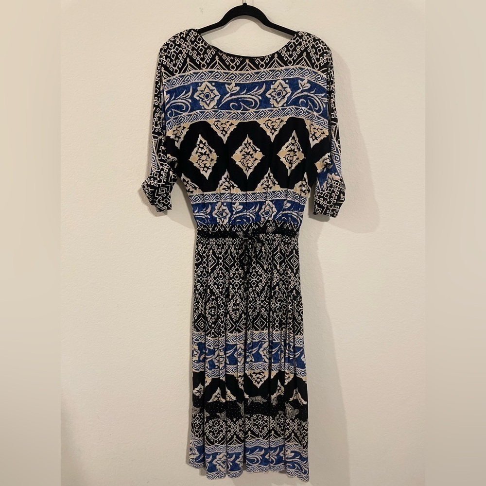 Carole Little Women’s Vintage Midi Dress Size 4 Blue Paisley Floral Cottagecore